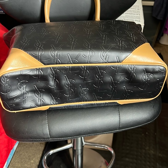 YVES SAINT LAURENT YSL Black / Brown Leather Tote bag One Shoulder Bag Vintage 2 - Picture 8 of 15